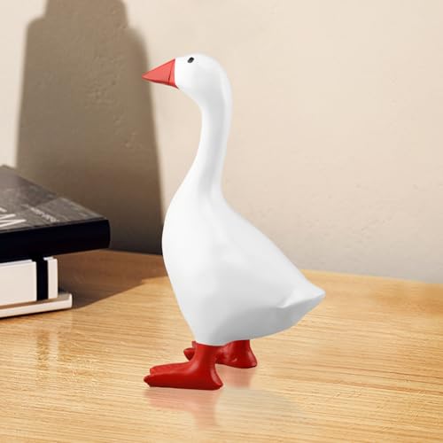 Trenqular 7-Inch Magnetic White Goose Key Holder Statue for Desk