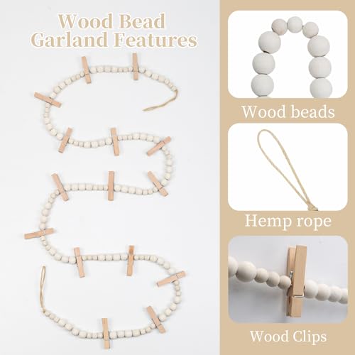 Hanging Photo Display with 15 Clips - 67 Inch Boho Decor