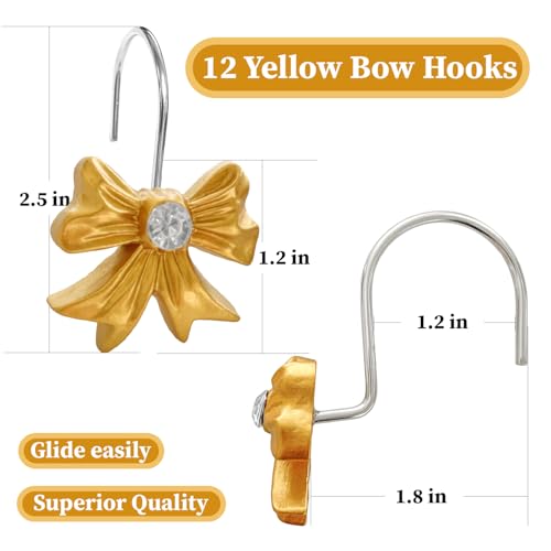 Cute Bow Knot Shower Curtain Hooks - 12PC Rust-Resistant Bathroom Decor