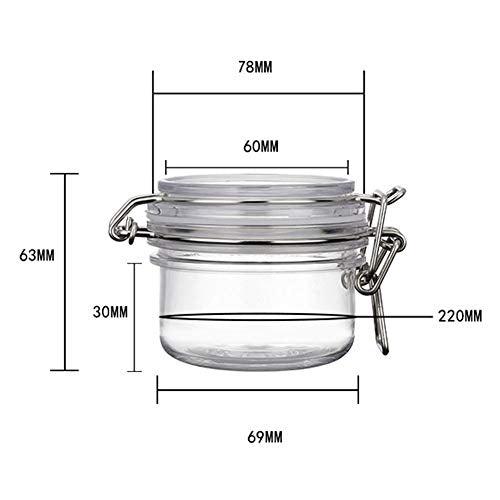2-Pack 4 Oz Clear Round Plastic Storage Jars with Hinged Lids