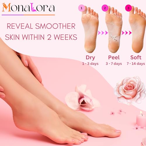 MonaLora Foot Peel Mask 2 Pack - Exfoliating Callus Remover for Dry Feet