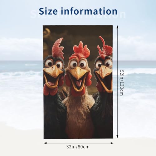 Funny Chicken Beach Towel - 31x51in Microfiber Quick Dry Towel