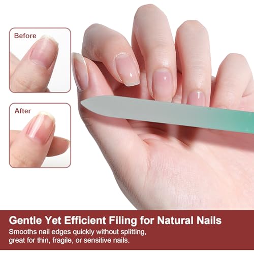Glass Nail File Set with Case, 3Pcs Double-Sided Crystal Nail Files