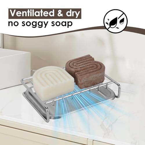Stainless Steel Soap Bar Holder with Drainage Tray - Space-Saving Design