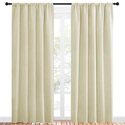NICETOWN Room Darkening Curtains - Beige Thermal Insulated Drapes, 52x84 inches, Set of 2