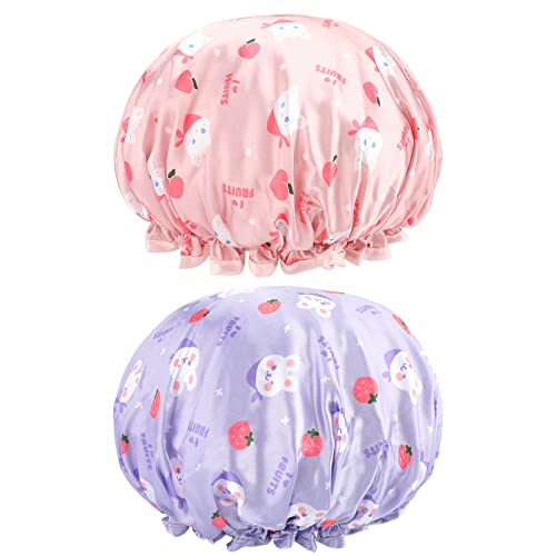 G2PLUS Kids Shower Cap 2 Pack - Cute Cartoon Waterproof Bath Hat for Toddlers