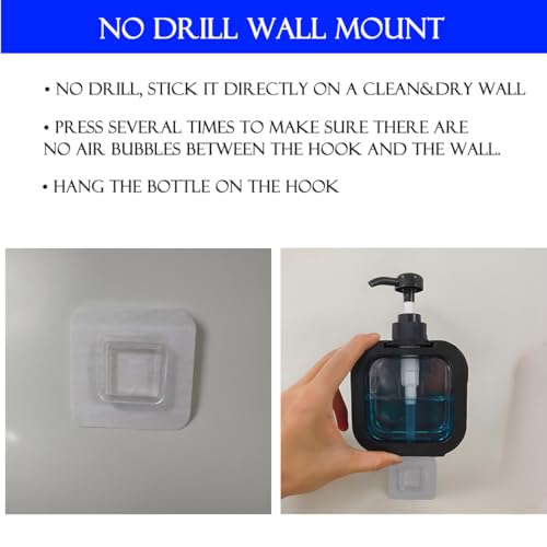 Black Wall-Mounted Soap Dispenser - 10oz Hand Soap & Shampoo Pump