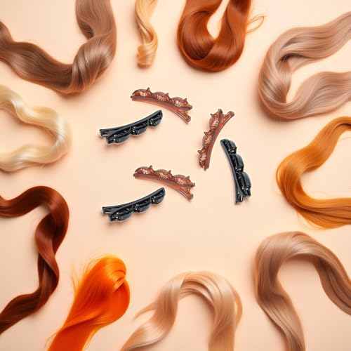 ZLmoue 6Pcs Double Layer Twist Hair Braider & Styling Clips (Black & Brown)