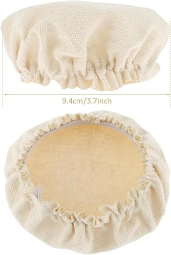 6 Beige Sourdough Starter Jar Covers - Elastic Cotton Linen Set