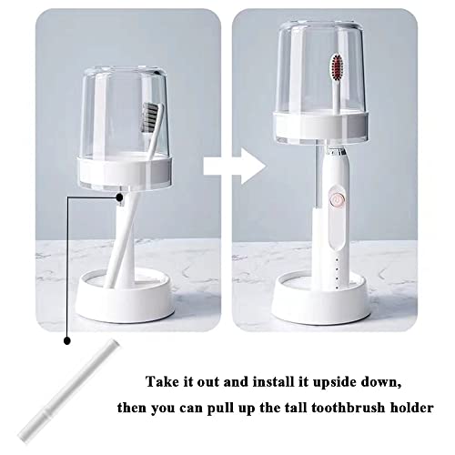 White Toothbrush Holder with Cup - 2 Slots for Electric & Manual Brushes