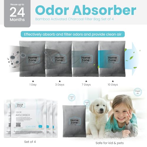 Bamboo Activated Charcoal Air Purifying Bag Set of 4