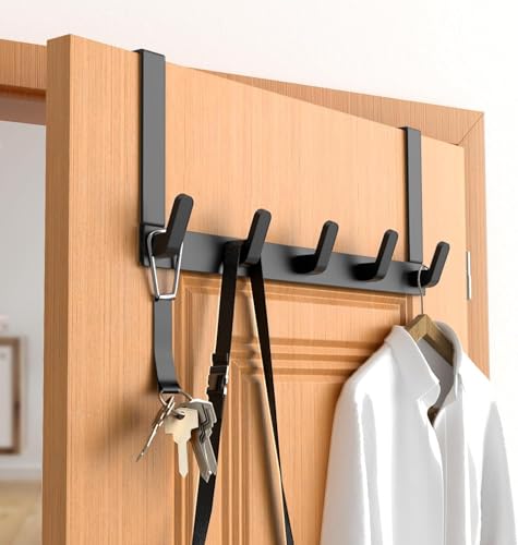 Heavy Duty Over Door Hooks Hanger for Coats & Towels - Black