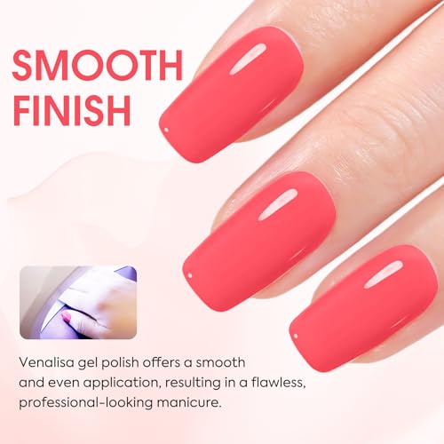Venalisa Coral Red Gel Nail Polish 12ml Soak Off UV LED Manicure