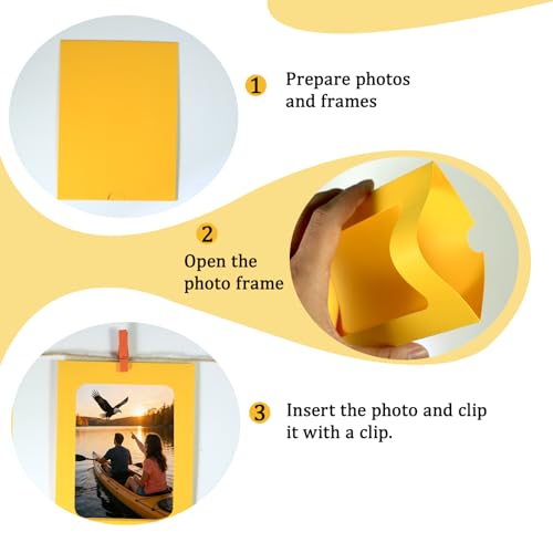 30 Colorful 4x6 Inch Paper Photo Frames with Clips & String