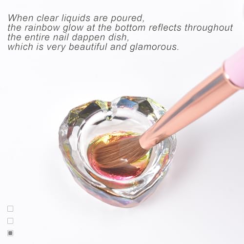 Glass Nail Dappen Dish with Lid Heart Shape Acrylic Liquid Powder Cup