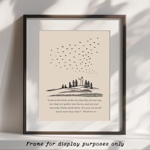Minimalist Jesus Wall Art - Matthew 6:26 Print, 8x10 inch