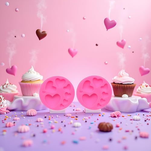 Heart-Shaped Silicone Molds Set of 2 for Baking & Candy Making