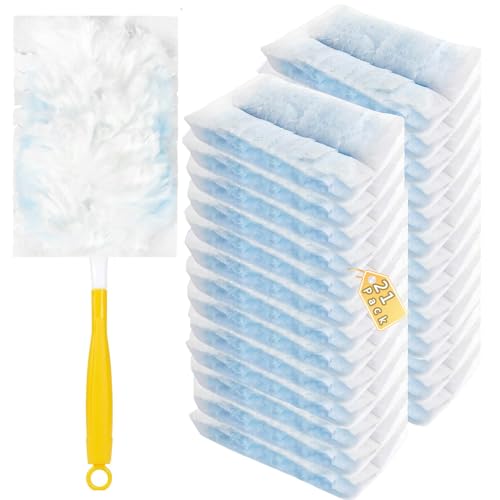 Hlmsyurx Blue 21 Pack Duster Refills Compatible with Swiffer - Heavy Duty Multi-Surface Dusters & Extra Handle