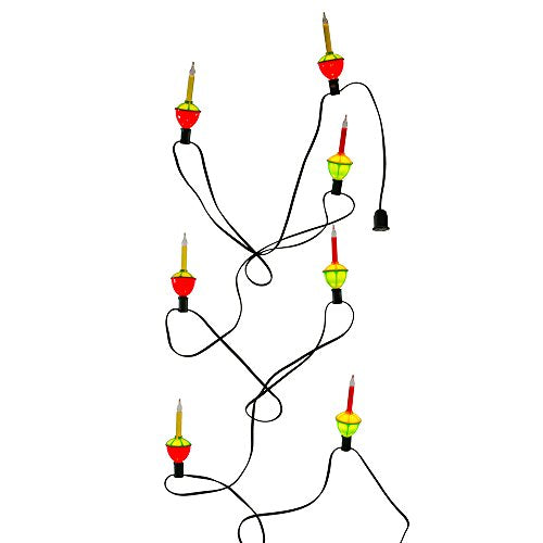 7-Light Bubble Light Set for Holiday Decor - Green Wire, Glass Bulbs