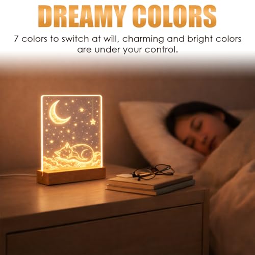 Dimmable Wooden LED Light Base Stand for Acrylic Art & Photos