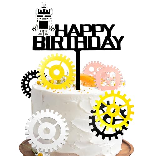 Robot Cake Decoration Set - 8 PCS Acrylic Cupcake Toppers for Birthday Parties