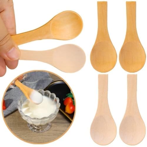 Mini Wooden Spoons Set of 10 - Natural Wood for Jams, Spices & More