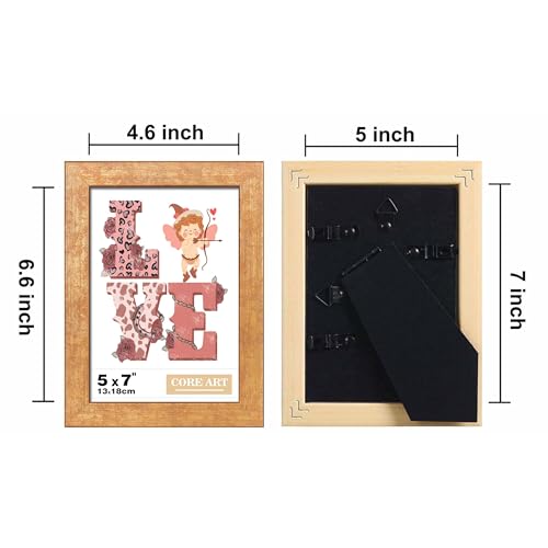 CORE ART 5x7 Gold Picture Frame with HD Plexiglass - Versatile Wall & Desktop Display