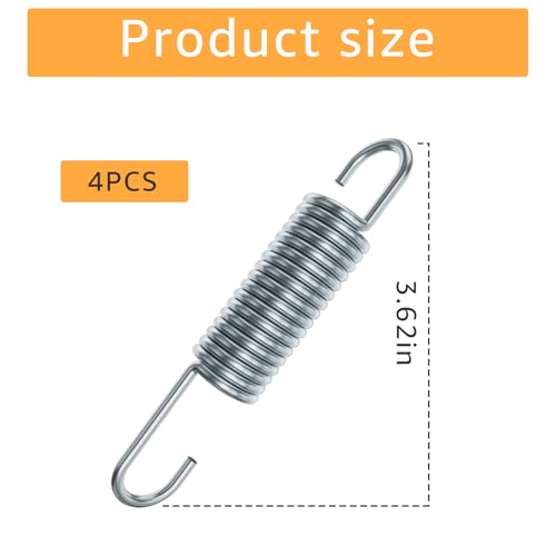 3-5/8 Inch Recliner Replacement Tension Springs (2 Pcs) - Long Neck Style