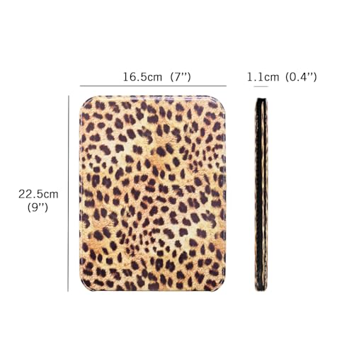 GLINTZ Leopard Print Foldable Travel Makeup Mirror with Adjustable Stand - Portable Vanity Mirror, Large Folding Desk Mirror for Vanity, Office & Camping