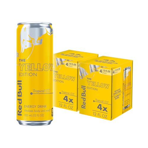 Red Bull Yellow Edition Tropical Energy Drink - 12 Fl Oz, Pack of 8 Cans