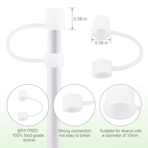 Silicone Straw Cover Caps for Stanley Tumbler 40 oz - Clear (8 Pack)