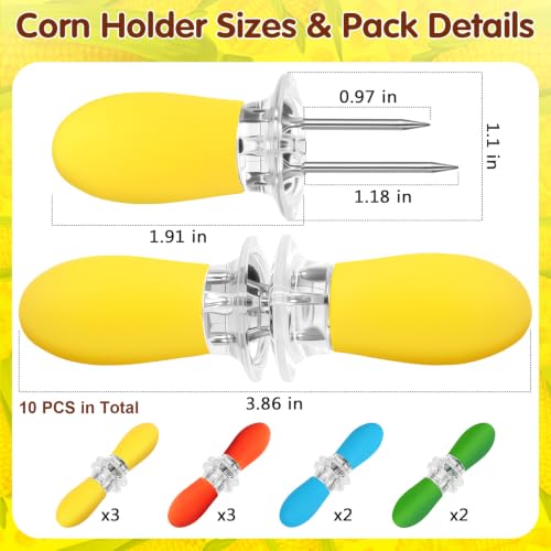 20Pcs Corn Cob Holders, Stainless Steel Corn Forks with Silicone Handles