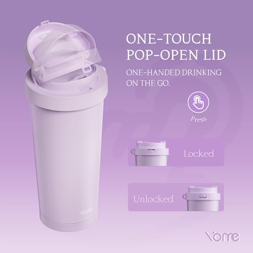 YOME 17oz Ceramic Lined Insulated Coffee Mug - Light Purple, Leak Proof