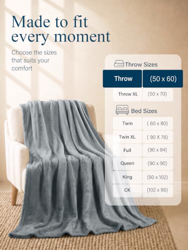 Utopia Bedding Soft Fleece Bed Blanket Throw Size Ash Grey (50x60