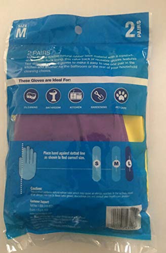 Mr. Clean Reusable Latex Gloves - 2 Pairs, Yellow & Orange