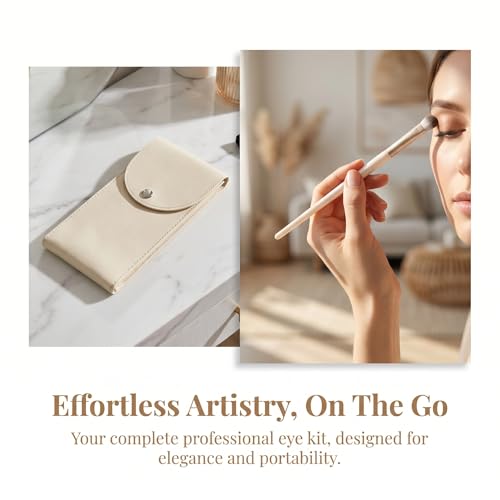 SYNTHORA Eye Makeup Brush Set 6Pcs with Ceramic Handles and Pouch