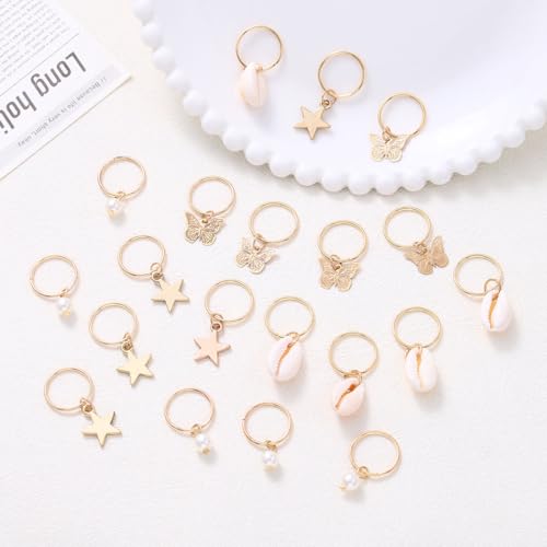 Formery Butterfly & Pearl Braid Charms 20pcs Gold Loc Accessories
