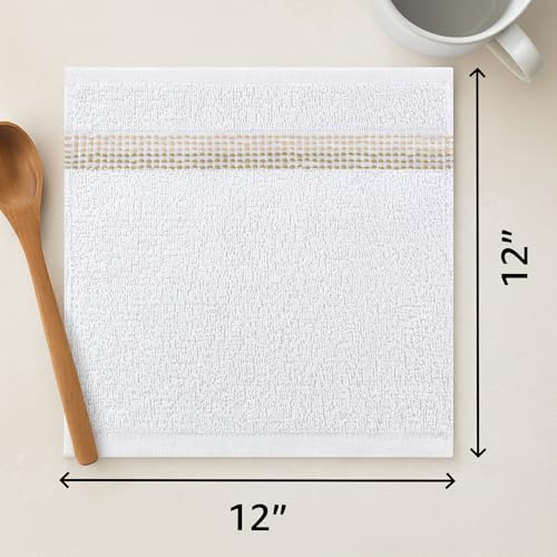 100% Cotton Washcloths - 12x12 in, Ultra-Absorbent, 10 Pack