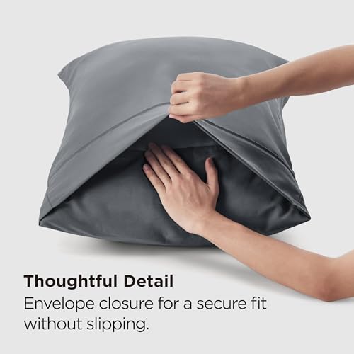 Bedsure Standard Pillow Cases Set of 2 - Dark Grey, 20x26 Inches