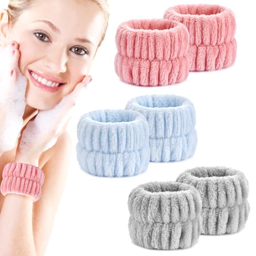 Wykodra 6pcs Absorbent Wrist Bands for Washing Face Microfiber Spa Cuffs