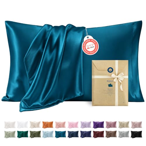 Bedsure Satin Pillowcases Queen Set of 2 - Teal 20" x 30"