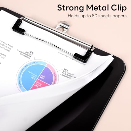 A5 Small Black Clipboard with Strong Metal Clip - 7 x 10