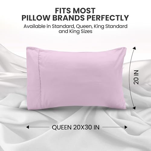 Queen Size Pillow Cases Set of 2 - Ultra Soft Lavender Covers