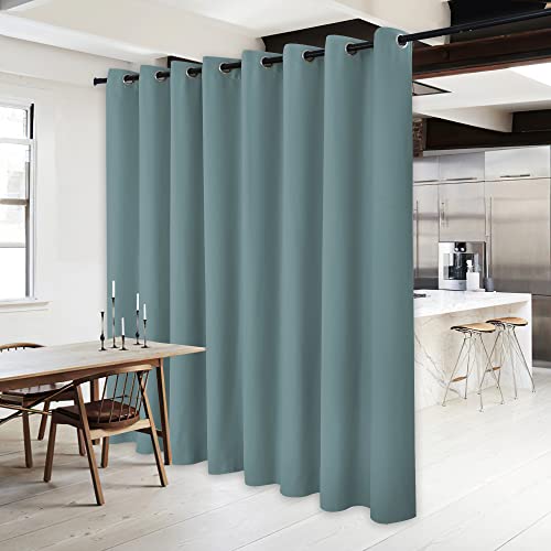 NICETOWN Blackout Room Divider Curtain, 120"W x 84"L, Greyish Blue