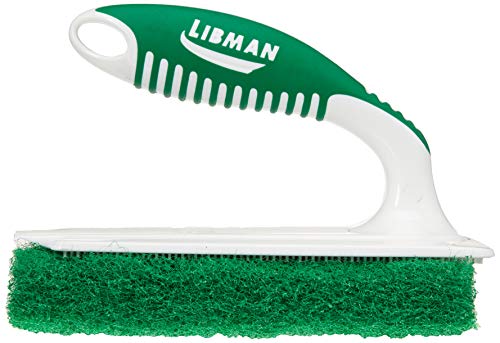 Libman Tile and Tub Scrubber - Handheld Round Cleaning Tool with Plastic Handle