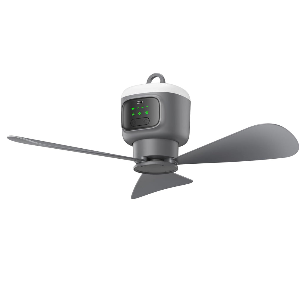 xeamun 18 Inch Canopy Fan,12000mAh Portable Outdoor Ceiling Fan with Light with Remote Control and Hanging Hook, Easy Operation Battery Powered Fan Light for Gazebo, Tent, Patio, Camping