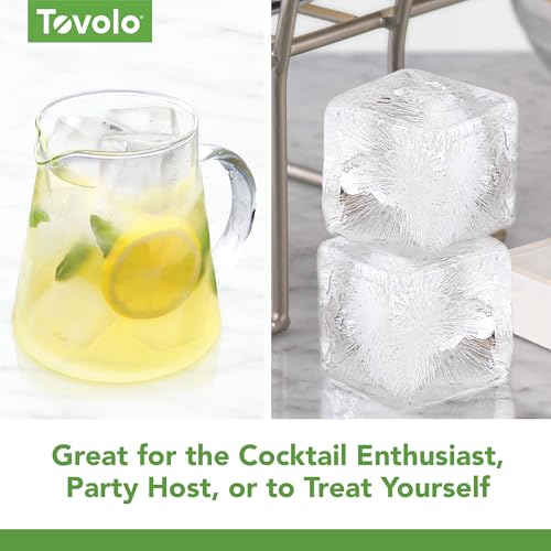 Tovolo Colossal Square Ice Cube Mold - 2 Inch Giant Silicone Tray (Pack of 2)