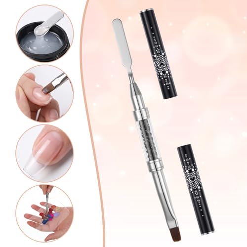 Macuezu 2 PCS Builder Gel Brushes with Palette Double Ended Nail Art Kit