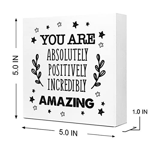 Inspirational Wooden Block Sign for Desk Decor - 5x5 Inches