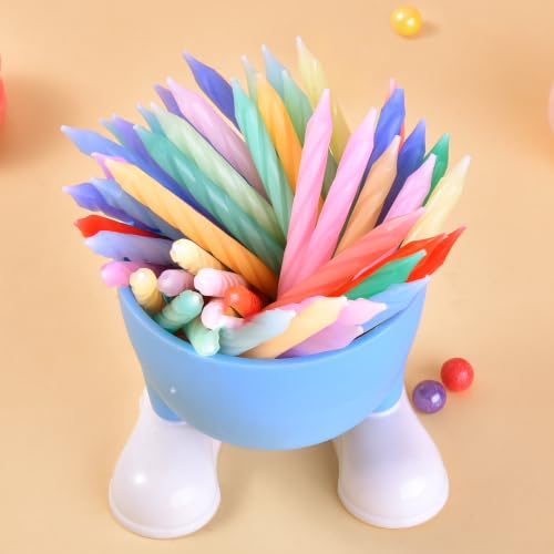Rainbow Spiral Birthday Candles - 50 Colorful Long Burn Cake Toppers